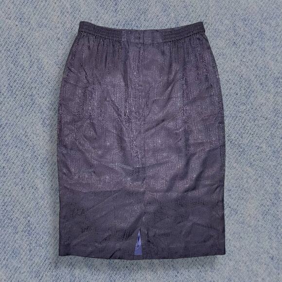 Vintage Navy Blue 100% Silk Pencil Skirt – Women’s Size 8 - Picture 2 of 5
